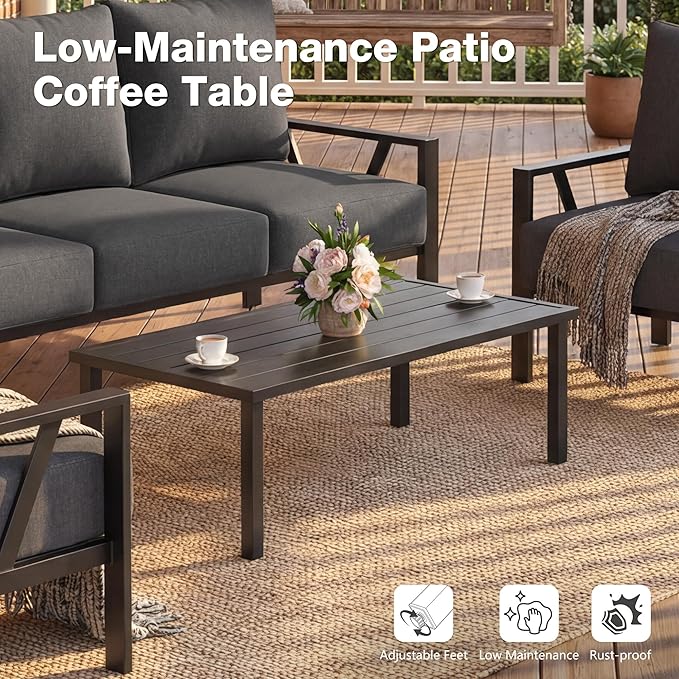 Outdoor Patio Furniture Set, 4 Pieces Metal Patio Furniture Set - Image 5