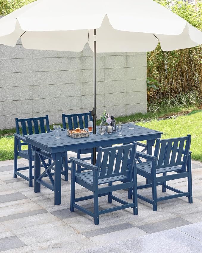 5 Pieces HDPE Patio Dining Set, Outdoor Table and Chairs - Image 3