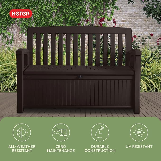 Keter 60 Gallon Storage Bench Deck Box - Image 6