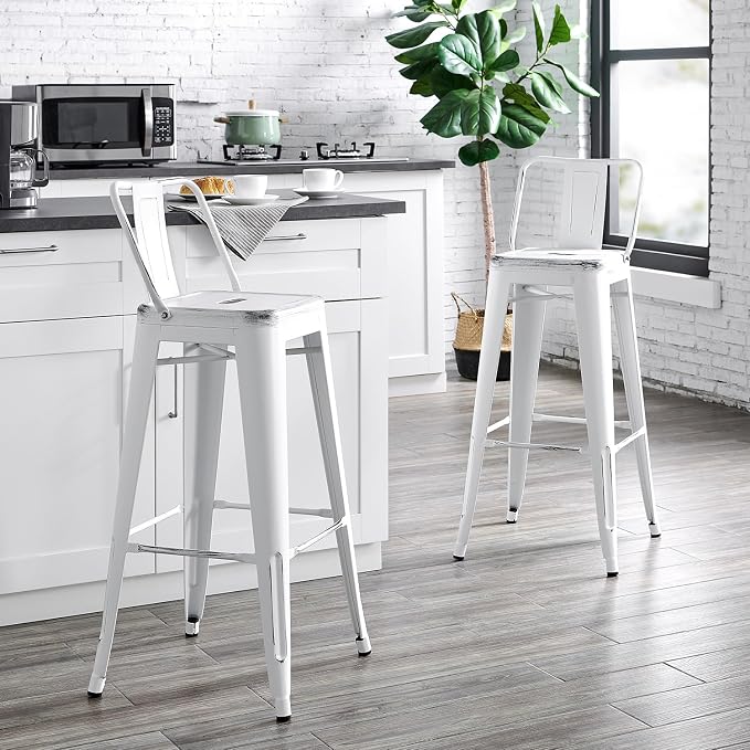 AC Pacific 30” Metal Barstool Set of 2 – Country Rustic Style - Image 2