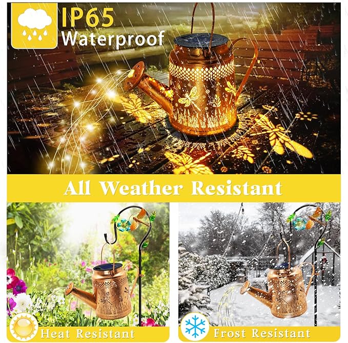 Solar Powered Dragonfly Watering Can Lights Waterproof Outdoor Garden Decor - Image 6