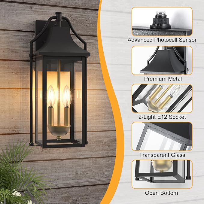  Outdoor Wall Sconce Fixture, Dusk to Dawn Patio Lights Waterproof - Image 5