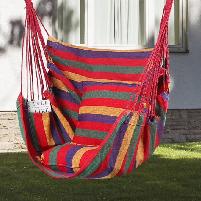 Goutime Hammock Chair, Boho Hanging Rope Ceiling Swing, Macrame Hanging - Image 7
