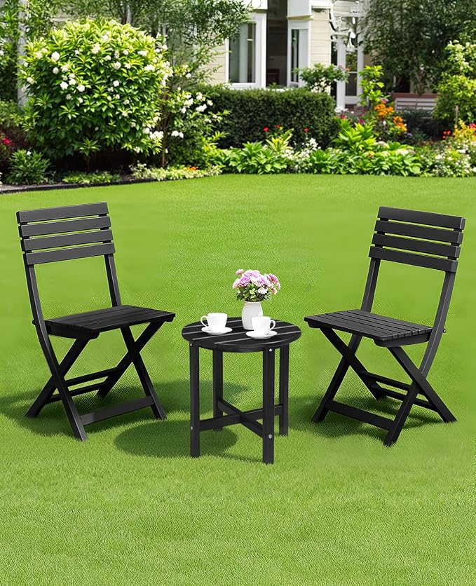 Outvita Adirondack Side Table, 18 Inch Round Outdoor End Table, HDPE Weather - Image 9