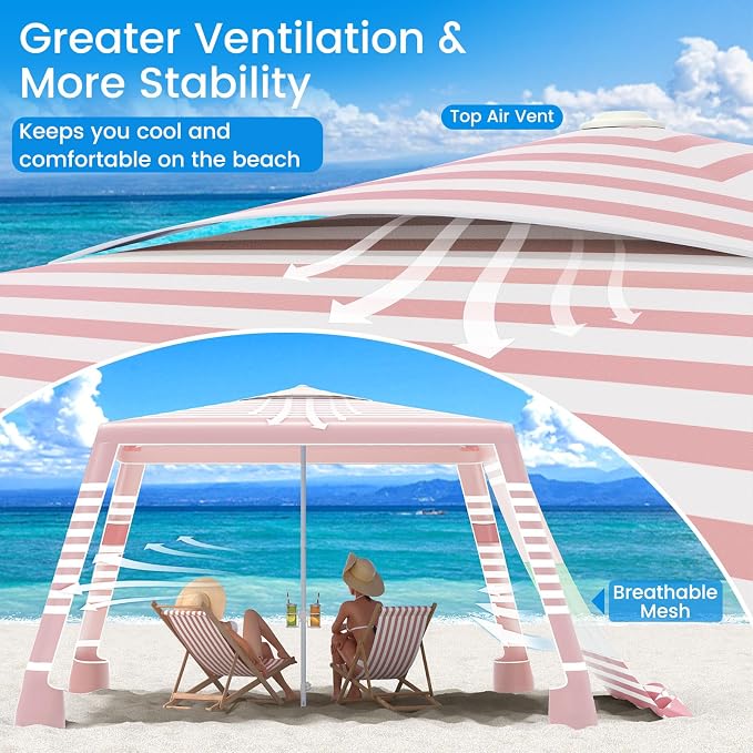 MoKo Beach Cabana, UPF 50+ Protection Easy Setup Beach Tent Sun Shelter - Image 4