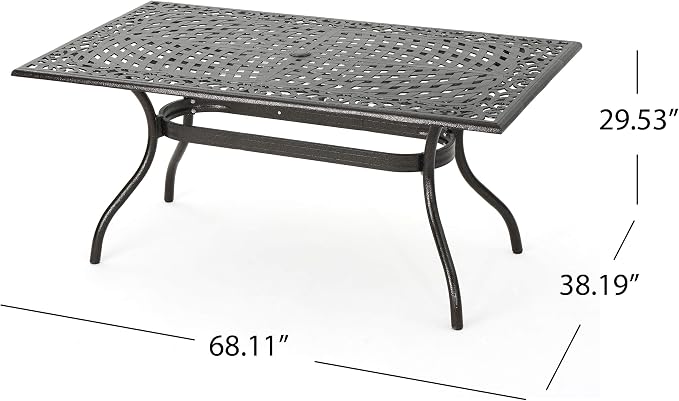Christopher Knight Home Hallandale Outdoor Sarasota Cast Aluminum Rectangular - Image 6