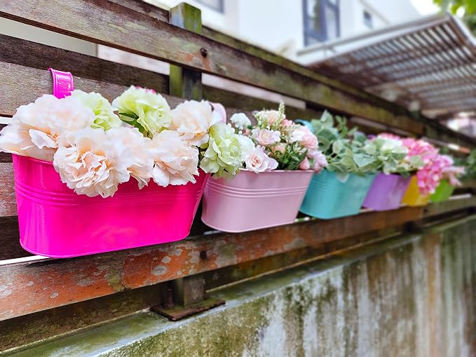 LaLaGreen Rail Planter Outdoor Plants Colorful Metal Iron Strawberry Hanging - Image 4