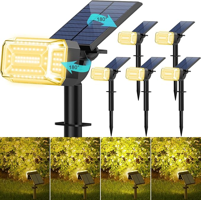 Solar Spot Lights Outdoor Waterproof IP65, 102 LEDs Solar Spotlights by KIPEINI