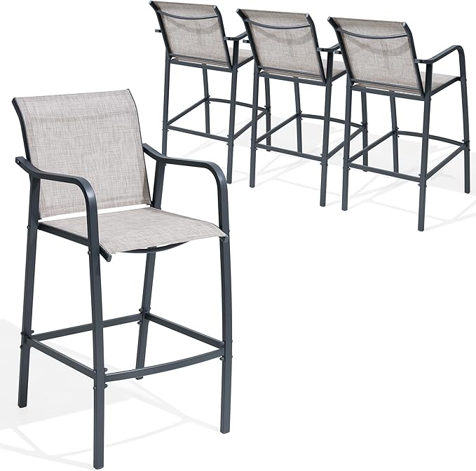 Crestlive Outdoor Bar Stools Set of 4, 500 lb Capacity Metal Patio Bar Chairs by CrestliveProducts