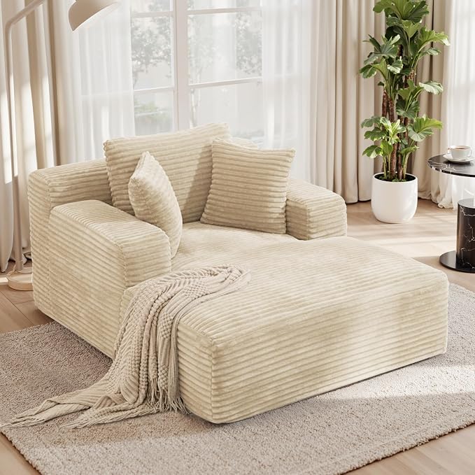 51'' Oversized Chaise Lounge Chair Indoor, Non-Assembly Deep Seat Sofa Bed by Luxanimarion