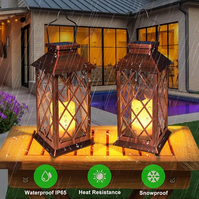 2Pack 10" Solar Outdoor Lanterns Waterproof Garden Gifts Women, Halloween - Image 5