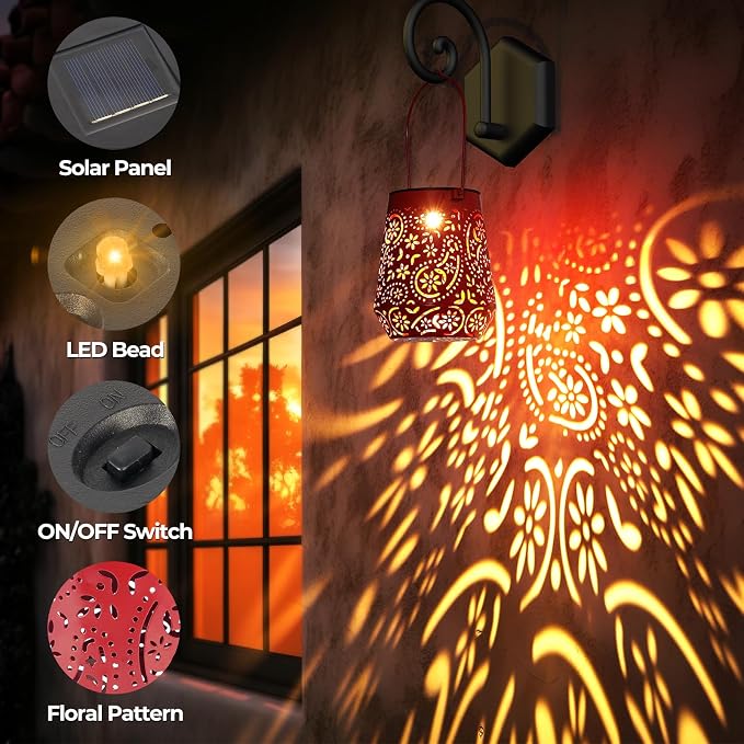 Solar Lanterns 4 Pack Outdoor Waterproof Solar Lights, Mothers Day Gifts - Image 4