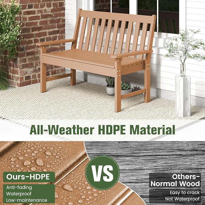 Tangkula HDPE Outdoor Garden Bench - Image 5