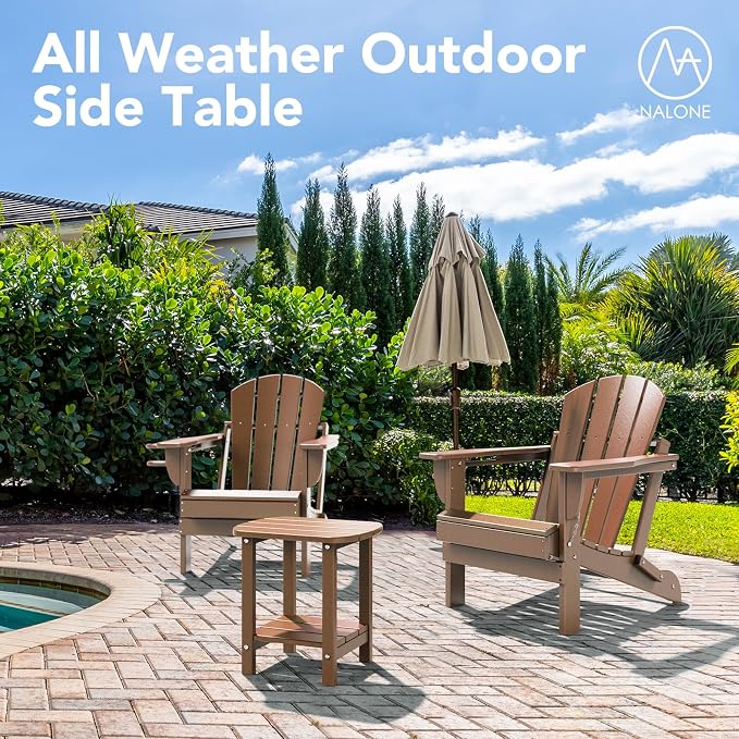 nalone Adirondack Side Table 16.5" Outdoor Side Table HDPE Plastic Double - Image 8