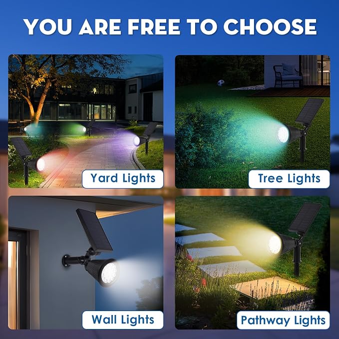 Solar Spot Lights Outdoor, 2-in-1 Wall Mount & Ground Stake 18 LEDs - Image 8