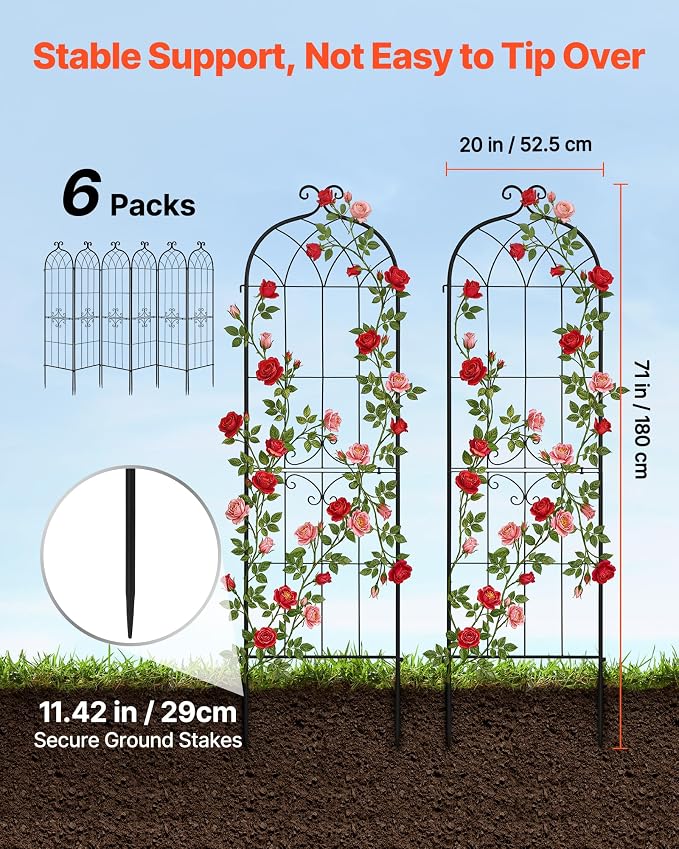 VEVOR 6 Packs Metal Garden Trellis - Image 2