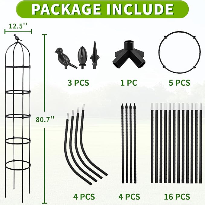 6.7FT Garden Obelisk Trellis for Climbing Plants, Adjustable 5-Tier Metal Plant - Image 2