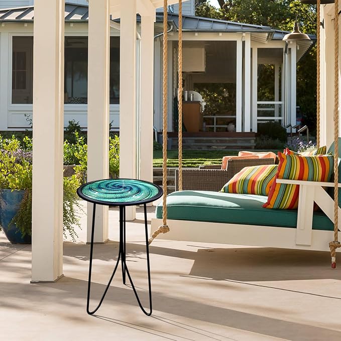 LIFFY Patio Side Table, Small Round End Table, Metal Side Table Outdoor - Image 7