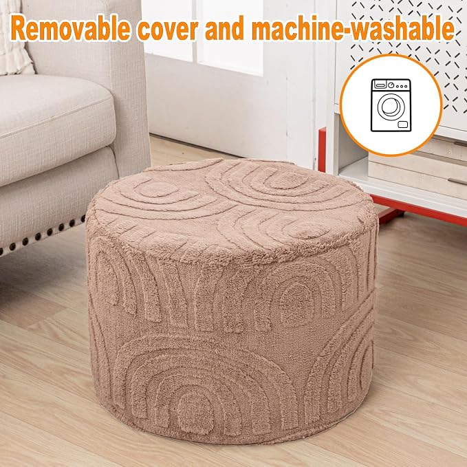 Asuprui Plush Fabric Ottoman Footrest – 20"x14" Soft Foam Pouf - Image 7