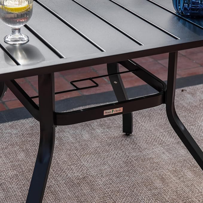 Sour Citrus 37" Outdoor Square Metal Patio Dining Table - Image 6