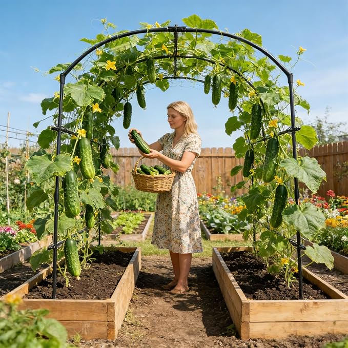 Tall Garden Arch Trellis for Climbing Plants, 87in Tall Metal Plant Support - Image 2
