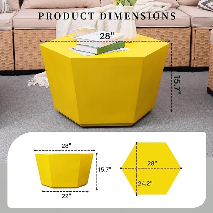 UPHA Outdoor Hexagon Coffee Table, Small Modern Minimalist Accent Tables - Image 2