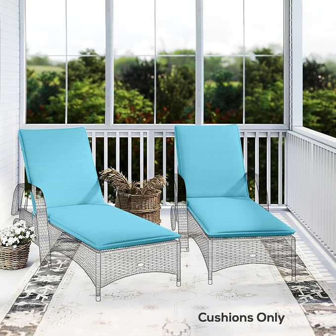 Outsunny Outdoor Lounge Chair Cushion Set of 2, UPF50+ 200gsm Fabric and 25D - Image 8