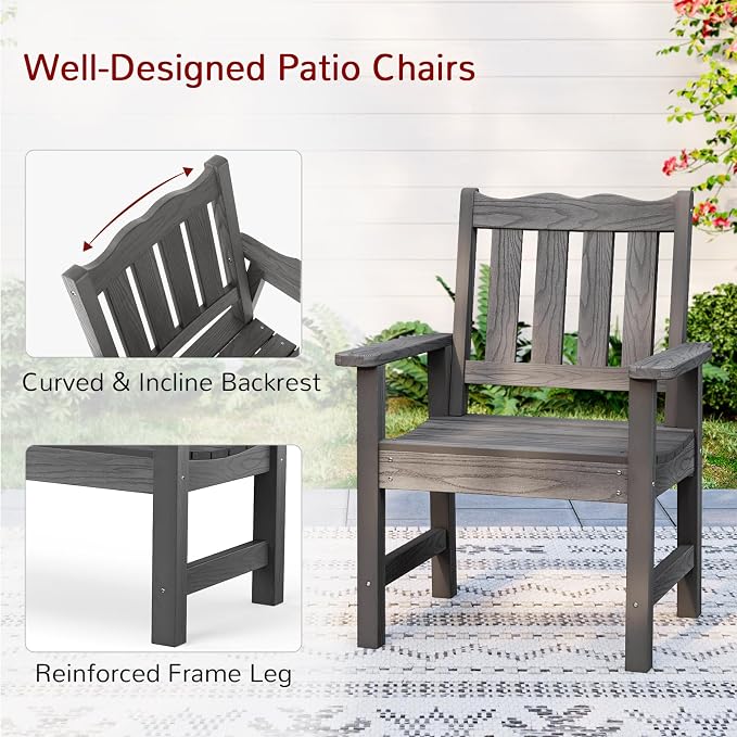 Stoog 6 Pieces Outdoor Patio Dining Set, All-Weather Dining Table and Chairs Set - Image 9