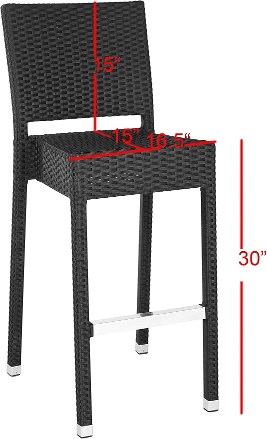 Safavieh Home Collection Bethel Black Indoor/ Outdoor 29.5-inch Bar Stool - Image 3