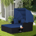 COSTWAY Outdoor Daybed with Retractable Canopy, Wicker Patio Furniture Set with by COSTWAY