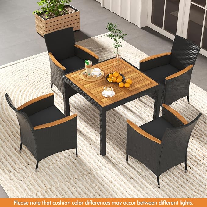 Tangkula 5 Pieces Rattan Outdoor Dining Set - Image 2