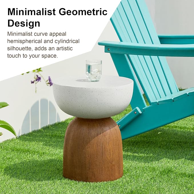 Glitzhome Outdoor Side Table, 17.75" H Decorative Garden Stool MGO Geometric - Image 6