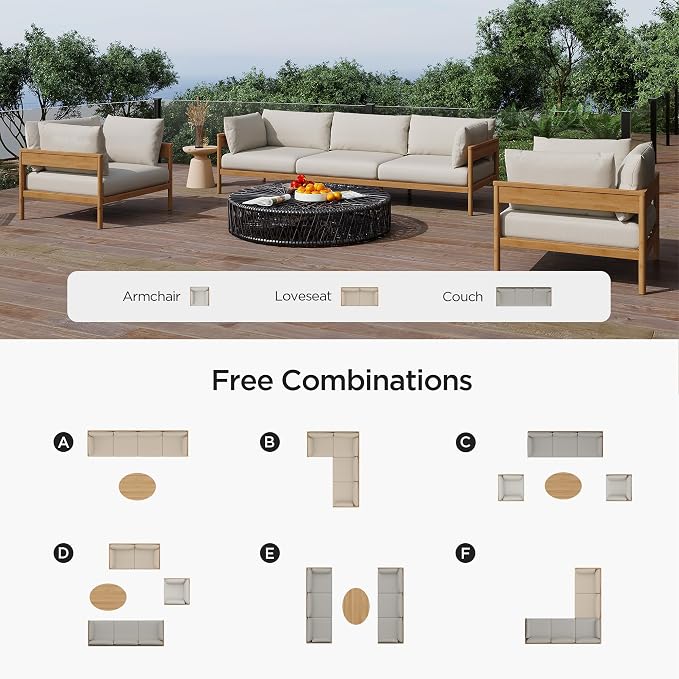 Acanva Modern Outdoor Patio Furniture Set, All-Weather Aluminium Conversation - Image 5
