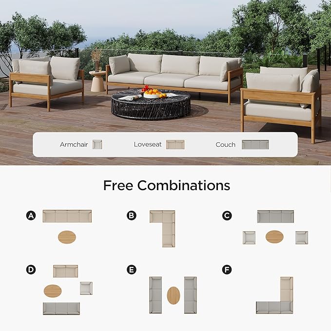 Acanva Modern Outdoor Patio Furniture Set, All-Weather Aluminium Conversation - Image 4