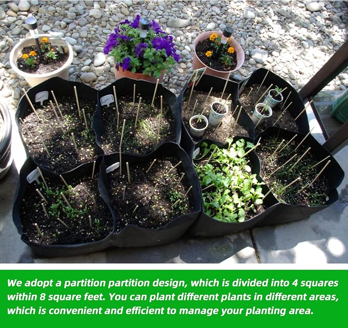 CJGQ Fabric Raised Garden Beds Outdoor, 2X2 Ft 4 Grids Plant Grow Bags - Image 5