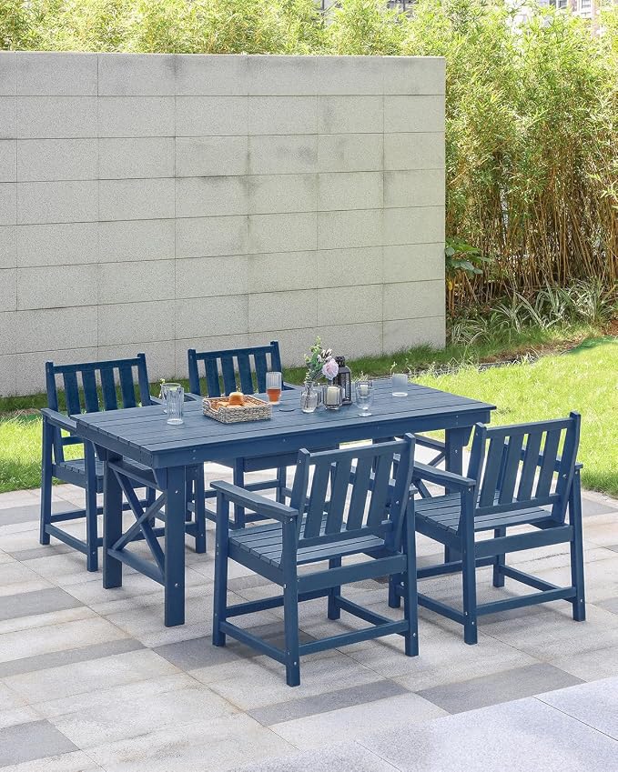 5 Pieces HDPE Patio Dining Set, Outdoor Table and Chairs - Image 2
