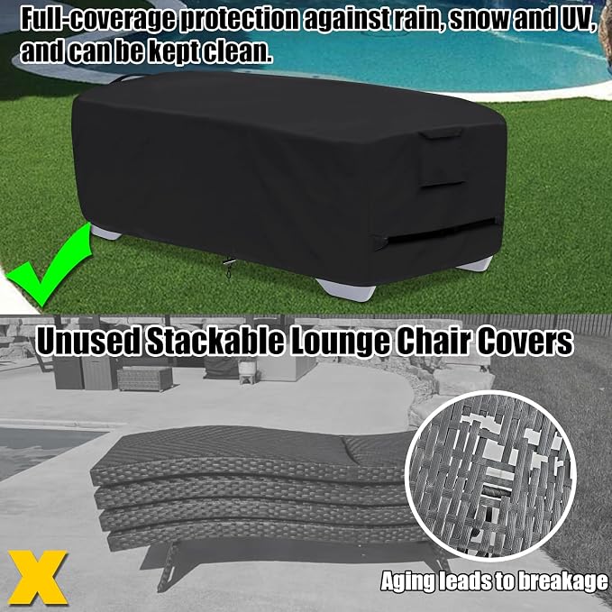 Outdoor Lounge Chair Covers for 4-6 Stackable Patio Chaise Lounge Chairs - Image 6