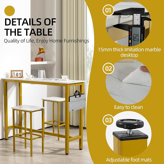 Finnhomy 52.7" Industrial Bar Table Set - Image 6