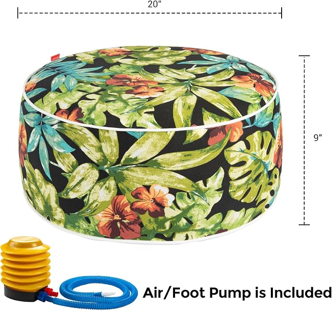 Outdoor/Indoor Inflatable Ottoman Pouf D20 xH9, All Weather Round Footstool - Image 3