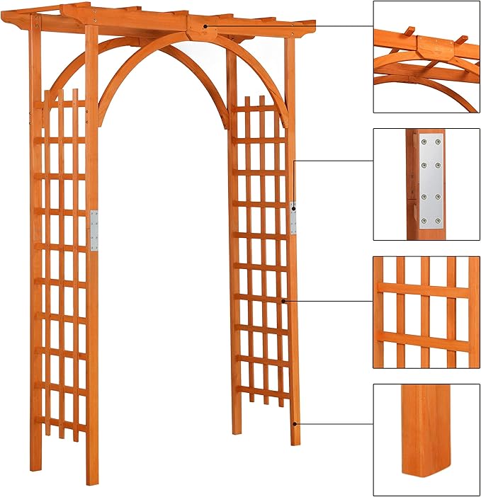 Yaheetech 85in Wooden Garden Trellis Horticulture Garden Arch Arbor - Image 6