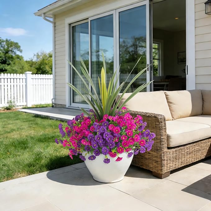 Artificial Flowers for Outdoors Fake Plants Outside, 12 Bundles Silk Morning - Image 8