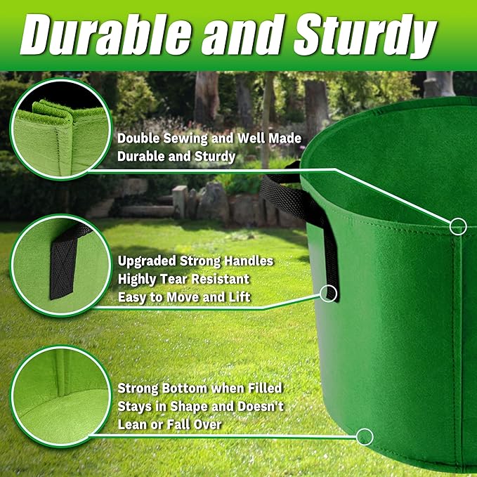 15 Gallon Grow Bags, 7 Pack Colorful Fabric Plant Pots - Image 2