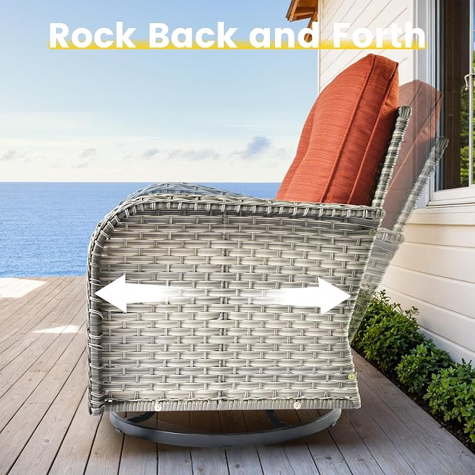 Outdoor Sectional Patio Furniture Set, 8 Pieces Wicker Conversation Sets L - Image 5