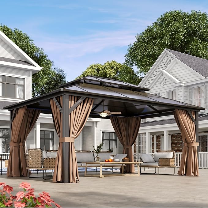 Aoxun 12'x16' Hardtop Gazebo, Outdoor Metal Gazebo by Aoxun