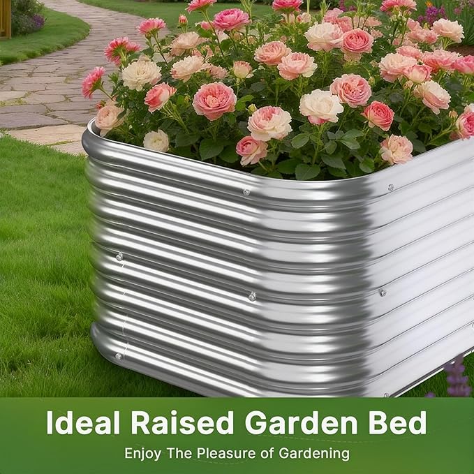 4 PCS Galvanized Raised Garden Bed Outdoor, Metal Garden Bed - Image 4