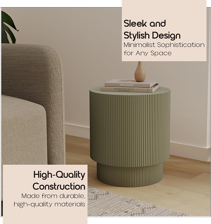 LeisureMod Modern Side Table Round Fiberstone Top Accent End Table - Image 5