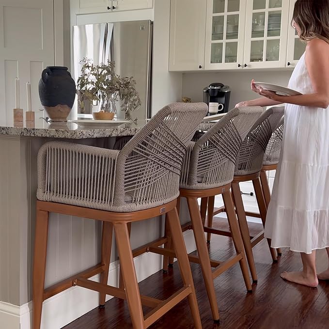 PURPLE LEAF Patio Sunbrella Counter Height Bar Stools 24" H Set of 2 Modern - Image 9