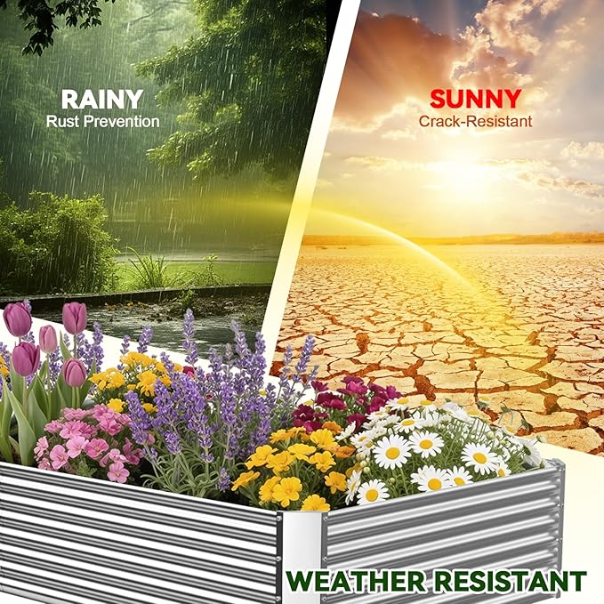 3 Pack 8x4FT Raised Beds for Gardening, Corrugated Galvanized Steel Raised - Image 6
