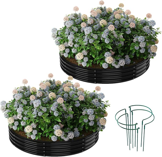 Galvanized Metal Planter Round Raised Garden Bed Kit by ZFHgarden