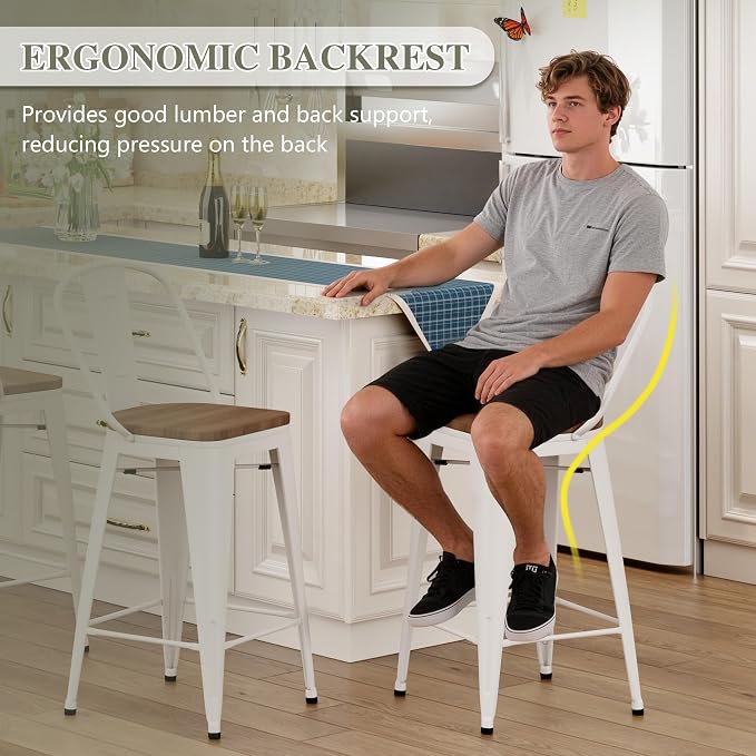 Yongqiang 24" Bar Stools Set of 4 Modern Farmhouse Counter Height Bar Chairs - Image 5